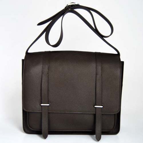 Hermes Steve Togo Leather Messenger Bag Dark Coffee 92111 On Sale - Click Image to Close